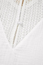 White Crochet Sleeve V Neck Cotton Tunic Top Woman T Shirts