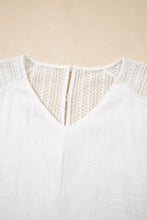 White Crochet Sleeve V Neck Cotton Tunic Top Woman T Shirts