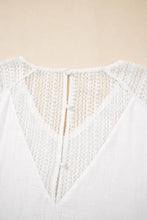 White Crochet Sleeve V Neck Cotton Tunic Top Woman T Shirts