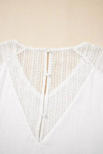White Crochet Sleeve V Neck Cotton Tunic Top Woman T Shirts