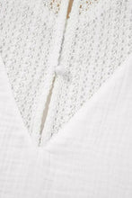 White Crochet Sleeve V Neck Cotton Tunic Top Woman T Shirts