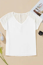 White Crochet Sleeve V Neck Cotton Tunic Top Woman T Shirts