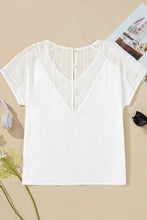 White Crochet Sleeve V Neck Cotton Tunic Top Woman T Shirts