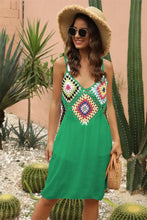 White Crochet Trim Sundress Cover Up for Women Green One Size Swimwear Cover-Ups