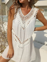 White Crochet-Trimmed Beach Tunic Cover-Up White One Size Swimwear Cover-Ups