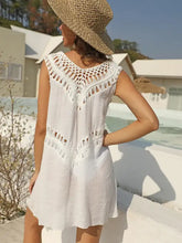 White Crochet-Trimmed Beach Tunic Cover-Up Swimwear Cover-Ups