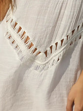 White Crochet-Trimmed Beach Tunic Cover-Up Swimwear Cover-Ups