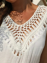 White Crochet-Trimmed Beach Tunic Cover-Up Swimwear Cover-Ups