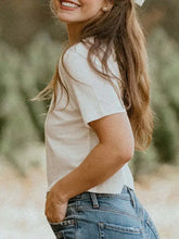 White Cropped T-Shirt with Pink Bow Graphic for Women Woman T Shirts