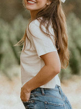 White Cropped T-Shirt with Pink Bow Graphic for Women