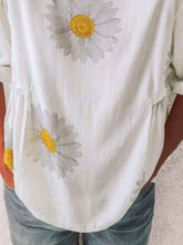 White Daisy Pattern Blouse for Women