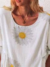 White Daisy Pattern Blouse for Women