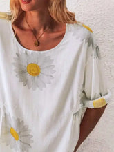 White Daisy Pattern Blouse for Women Woman T Shirts