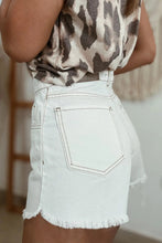 White Denim Shorts with Raw Hem
