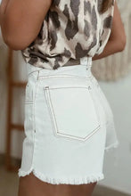 White Denim Shorts with Raw Hem Denim Shorts