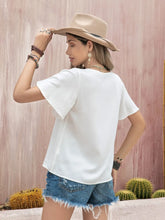 White Embroidered Blouse with Short Sleeve Length for Women