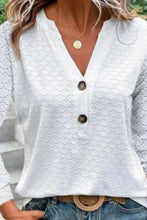 White Eyelet Long Sleeve Button Down Shirt for Women