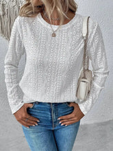White Eyelet Long Sleeve Blouse for Women Woman T Shirts