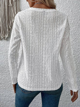 White Eyelet Long Sleeve Blouse for Women