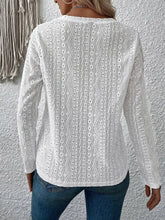 White Eyelet Long Sleeve Blouse for Women Woman T Shirts