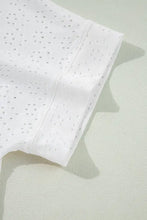 White Eyelet Pattern Boat Neck Casual Top for Women Woman T Shirts