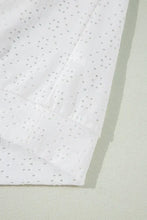 White Eyelet Pattern Boat Neck Casual Top for Women Woman T Shirts