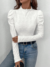 White Eyelet Puff Sleeve Top for Women White