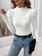 White Eyelet Puff Sleeve Top for Women