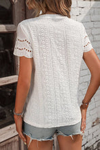 White Eyelet Short Sleeve Blouse for Women