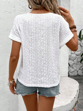 White Eyelet Short Sleeve Blouse with Denim Shorts Set for Women