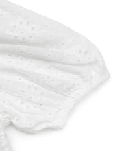 White Eyelet Tie Front Bodysuit in Stretch Viscose Woman Bodysuits