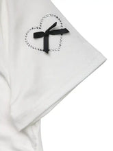 White Fitted T Shirt with Heart and Bow Accents for Women Woman T Shirts