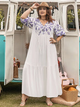White Floral Embroidered Viscose Maxi Dress
