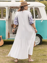 White Floral Embroidered Viscose Maxi Dress