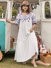 White Floral Embroidered Viscose Maxi Dress