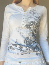 White Floral Long Sleeve Button Up Shirt for Women White