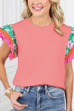 White Floral Ruffle Sleeve Top for Women