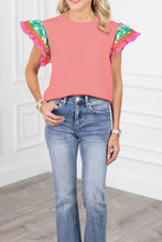 White Floral Ruffle Sleeve Top for Women
