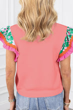 White Floral Ruffle Sleeve Top for Women