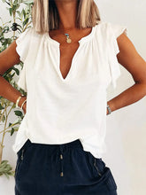 White Flutter Sleeve Ruffled Blouse for Women White