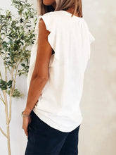 White Flutter Sleeve Ruffled Blouse for Women