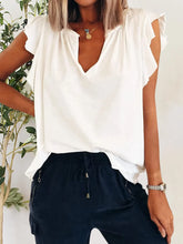 White Flutter Sleeve Ruffled Blouse for Women