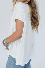 White frill round neck short sleeve tunic top for women