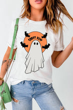 White Halloween Ghost Graphic T-Shirt for Women