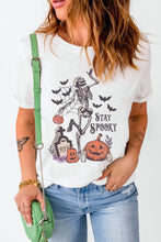 White Halloween Graphic T Shirt for Women
