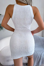 White Knit Mini Dress with Round Neck and Buttoned Straps Woman Sweater Dresses
