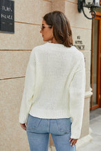 White Knit Wrap Long Sleeve Sweater for Women