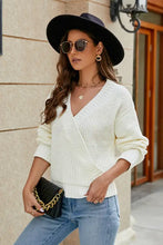White Knit Wrap Long Sleeve Sweater for Women Sweater Pullovers