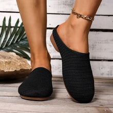 White Knitted Slip-On Mule Loafers for Women Black Woman Loafers