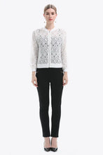 White Lace Bomber Jacket with Regular Sleeve Length for Women Woman Outerwear